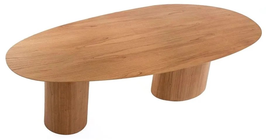 Mesa de Jantar Hadley Design Orgânico Tampo Lâmina Cinamomo Base em Cone Design Contemporâneo