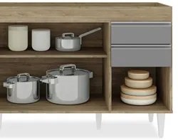 Balcão Gabinete para pia sem Tampo 150cm Marrocos Castanho/Cinza - Lum