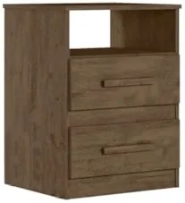 Kit 2 Mesas de Cabeceira 2 Gavetas Apolo Castanho/Avelã/Off White - Mo