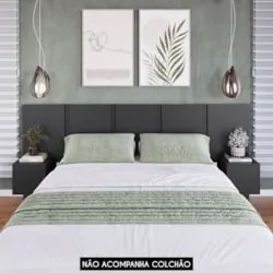 Cabeceira Cama Queen 220cm e Mesas Laterais Ohana Grafite A05 - Mpozen