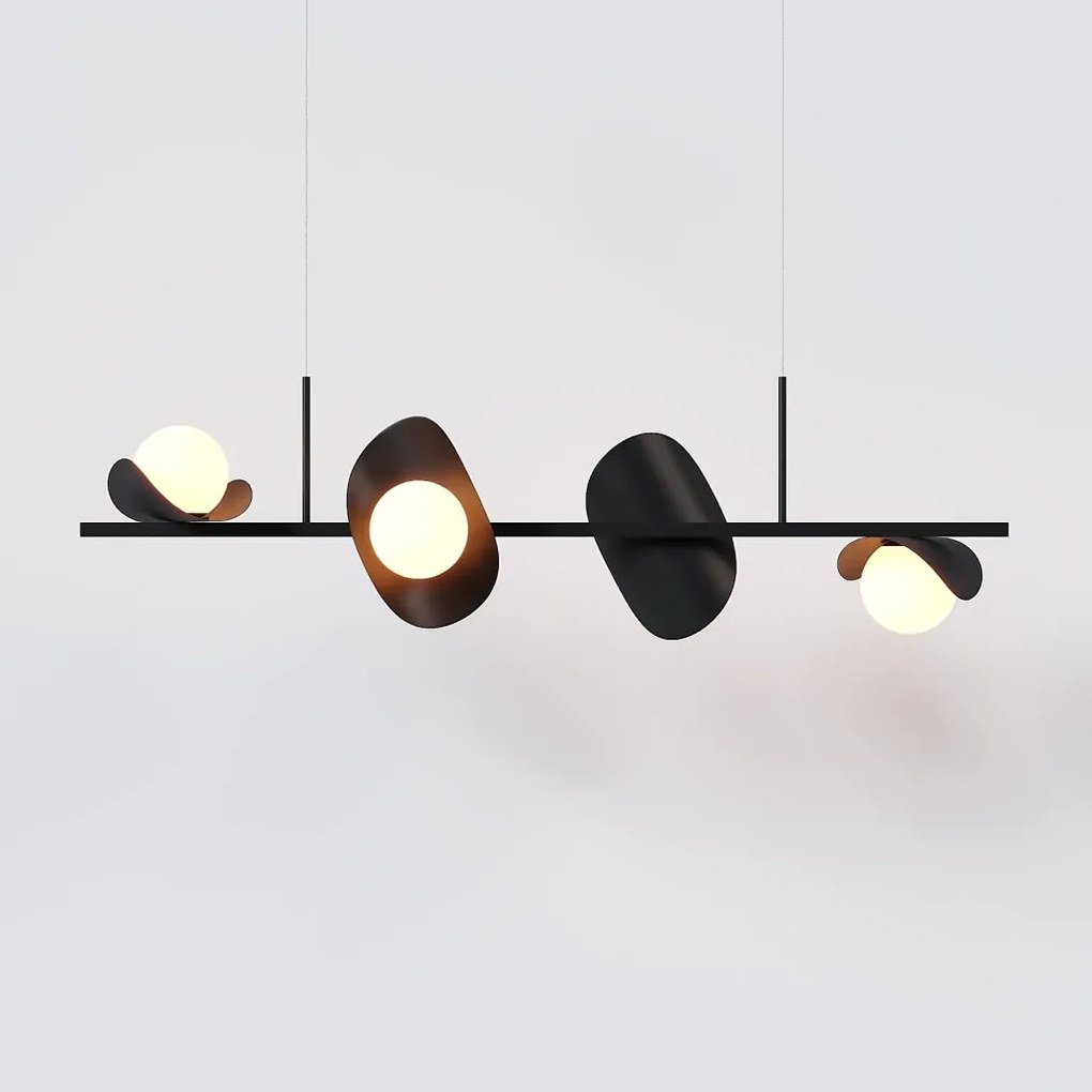 Pendente Calandra Irregular Linear 27X21X95Cm Alumínio E Globo Ø10Cm F... (CHAMPANHE, FOSCO)