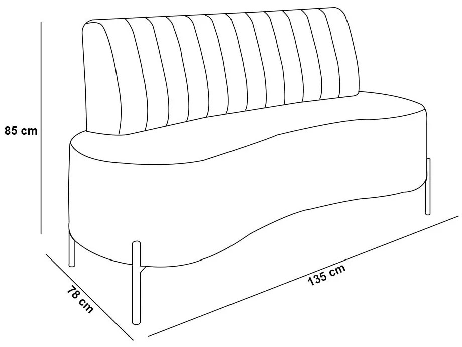 Sofá 2 Lugares Orgânico 135cm Maraú Bouclê K01 - D'Rossi - Bege - Ferro Dourado