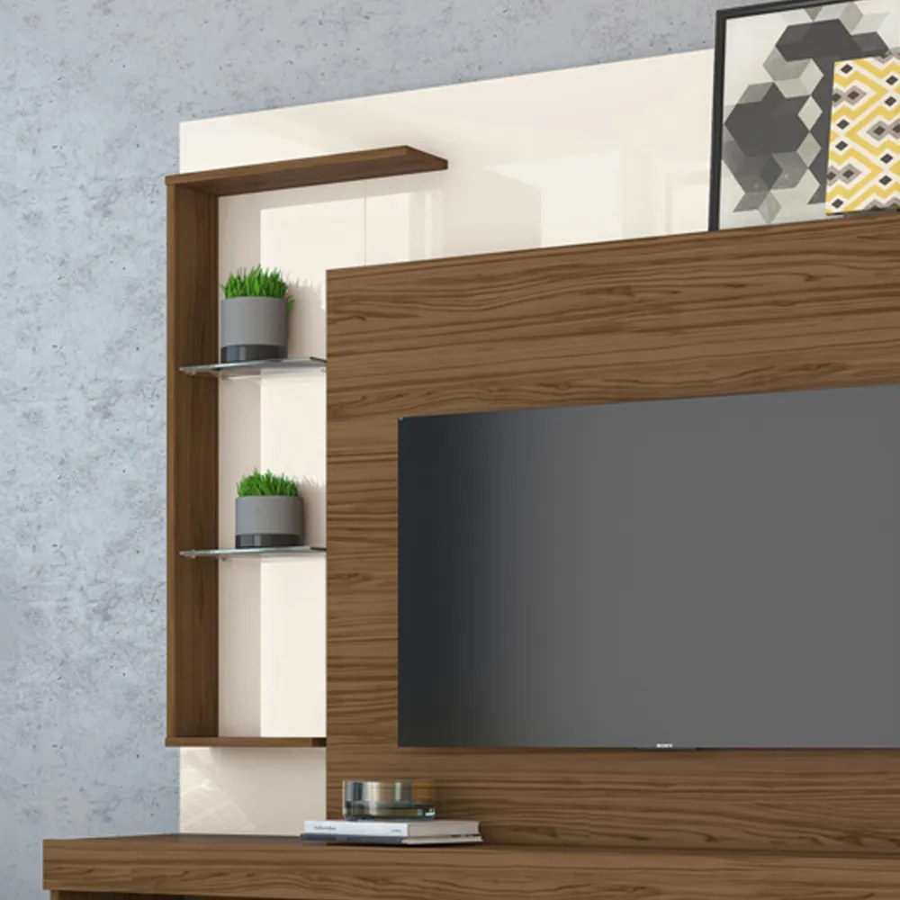 Estante de TV 50 Pol 160cm Sala de Estar Velora Naturale/Off White M20 - D'Rossi