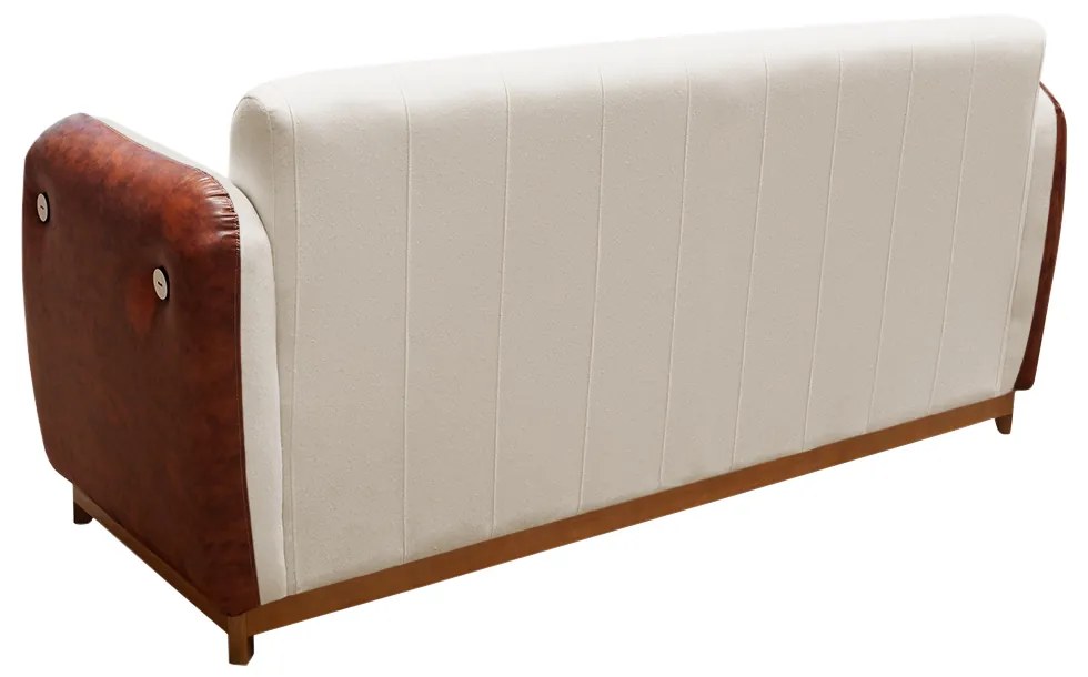 Sofá 3 Lugares Liverpool 1,90 m Compose Corino Ocre/Bege C/ Botão - Decorar Estofados