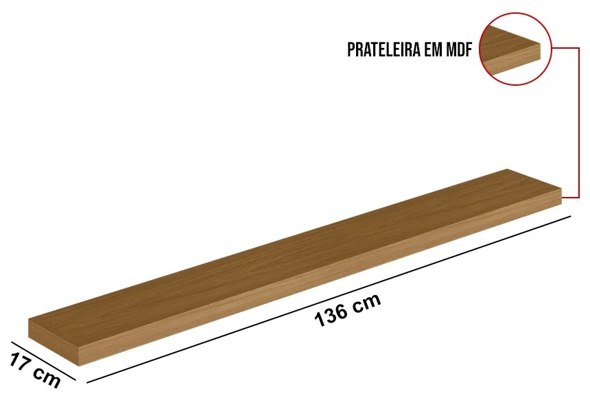 Prateleira Marisa Nature Fosco 136 Cm L04 - D'Rossi