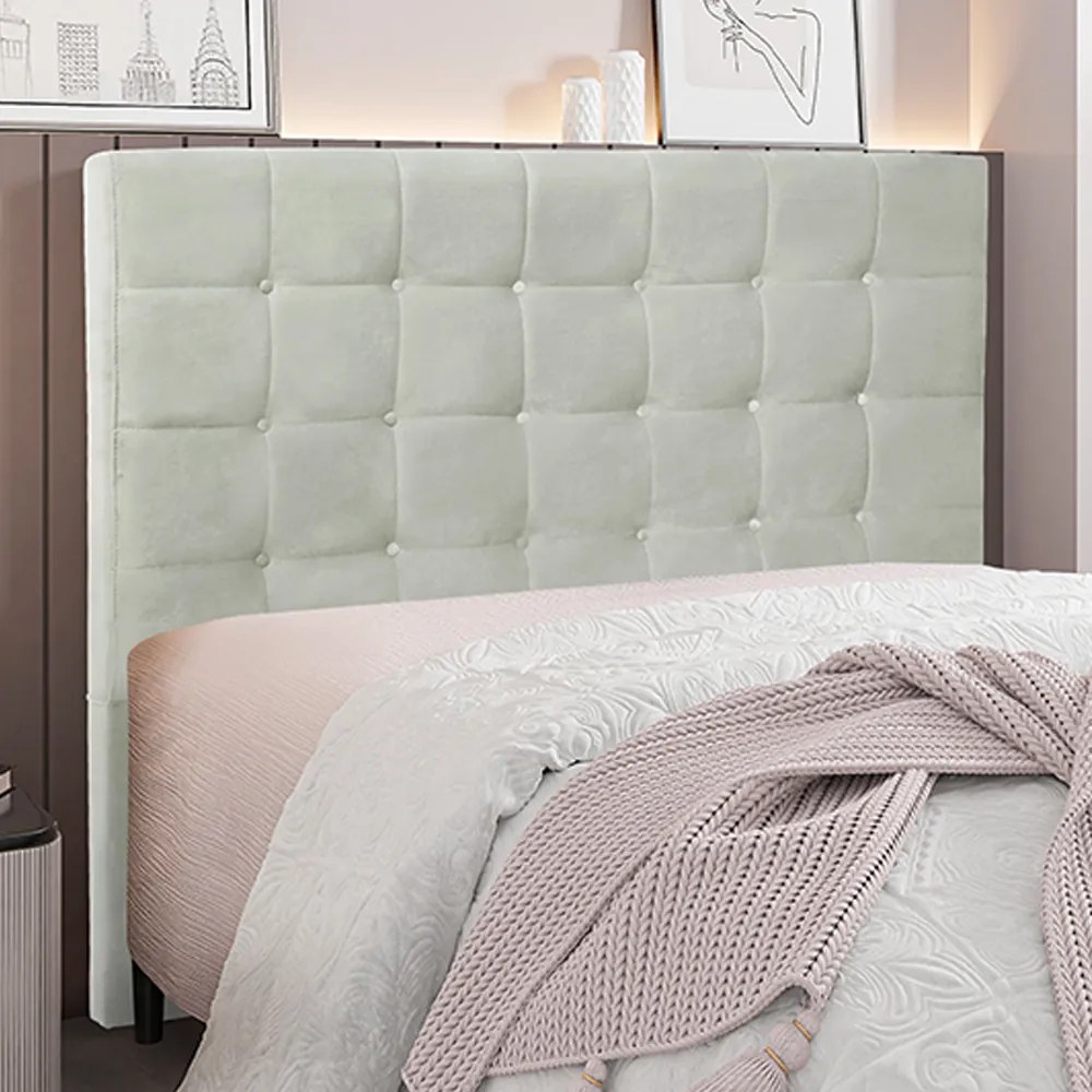 Cabeceira Decorativa Casal 1,40M Tropea Veludo Prata G63 - Gran Belo