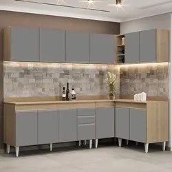 Armário de Cozinha Modulado de Canto 6 Peças CP32 Balcão com Tampo Cas