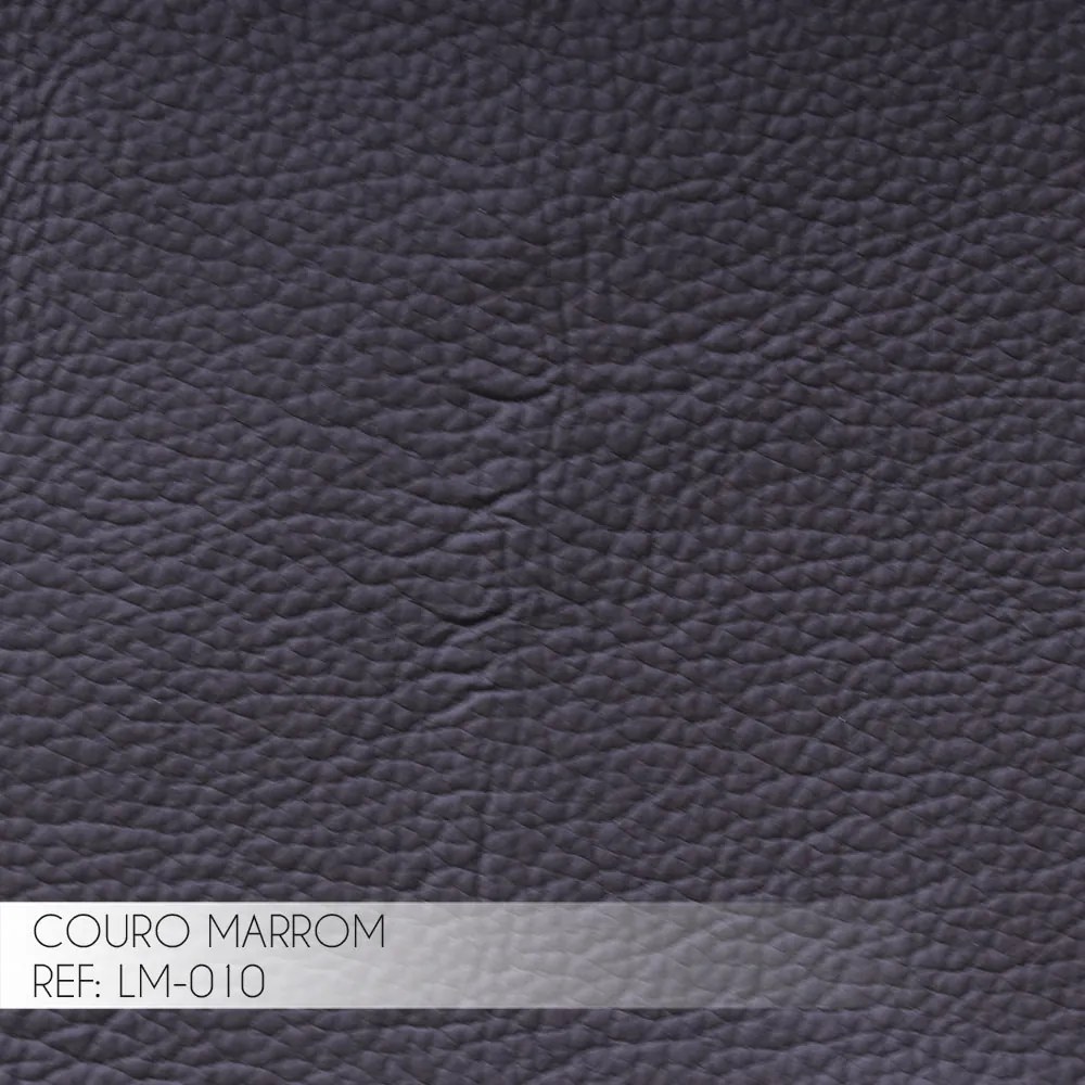 Poltrona e Puff Decorativos Sala de Estar Costela Couro Marrom G34 - Gran Belo