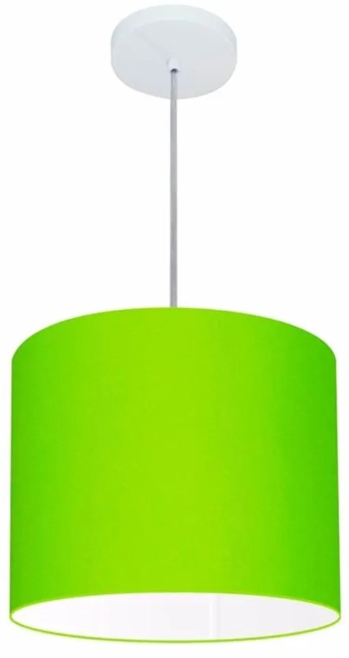 Lustre Pendente Cilíndrico Md-4143 Cúpula em Tecido 35x25cm Verde Limão - Bivolt