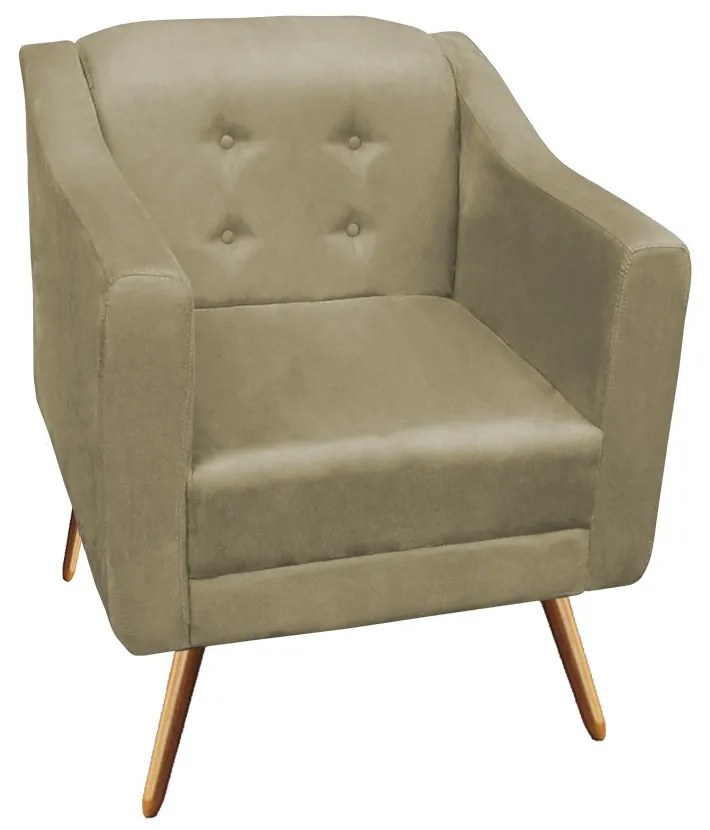Kit Namoradeira + 2 Poltronas Bruna Pé Palito Suede Nude