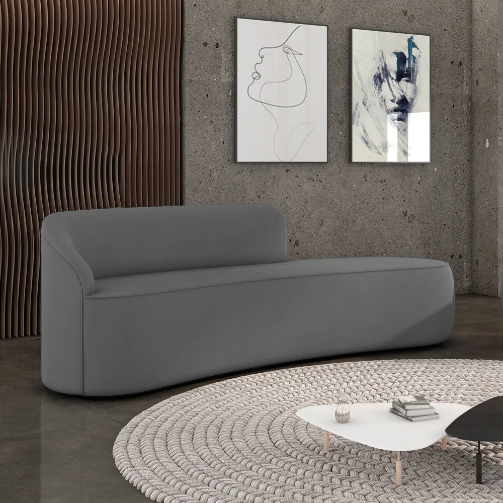 Sofá 4 Lugares Orgânico 220 cm Morgan Suede D03 - D'Rossi - Grafite