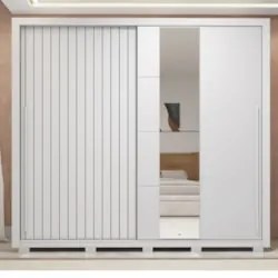 Guarda Roupa Casal 245cm 2 Portas Espelho Scipio Branco C01 - Mpozenat
