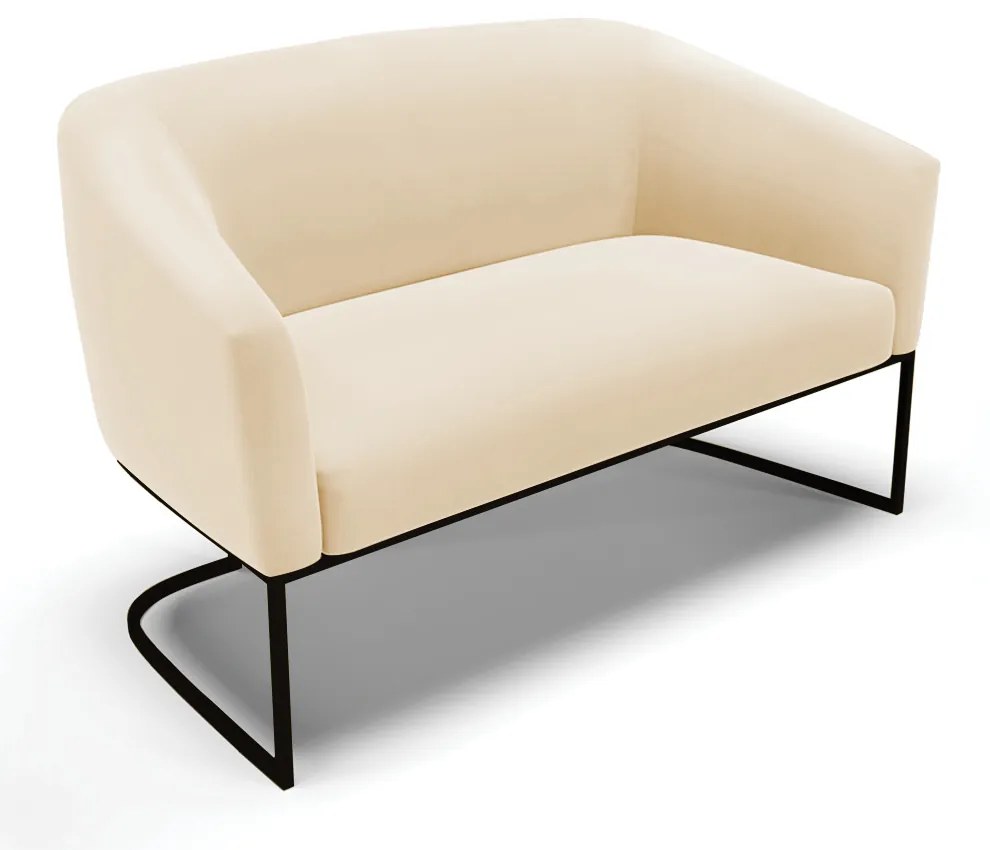 Namoradeira e 2 Poltronas Industrial Preto Stella Suede D03 - D'Rossi - Bege