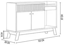Buffet Aparador Para Sala 2 Portas 1 Gaveta Luke L06 Nature/Off White