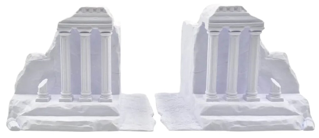 Aparador de Livros Ruínas Gregas - 2 Cores Prata ou Branco - Branco - 2 Peças