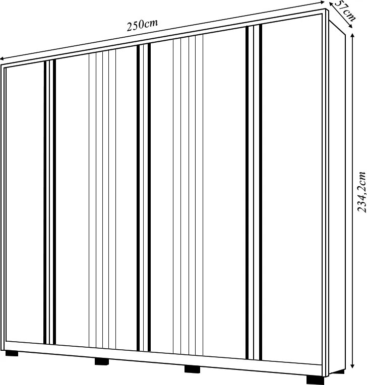 Guarda Roupa Casal Nilus 250cm com 6 Portas 4 Gavetas Ripado MDP Buriti/Fendi G11 - Gran Belo