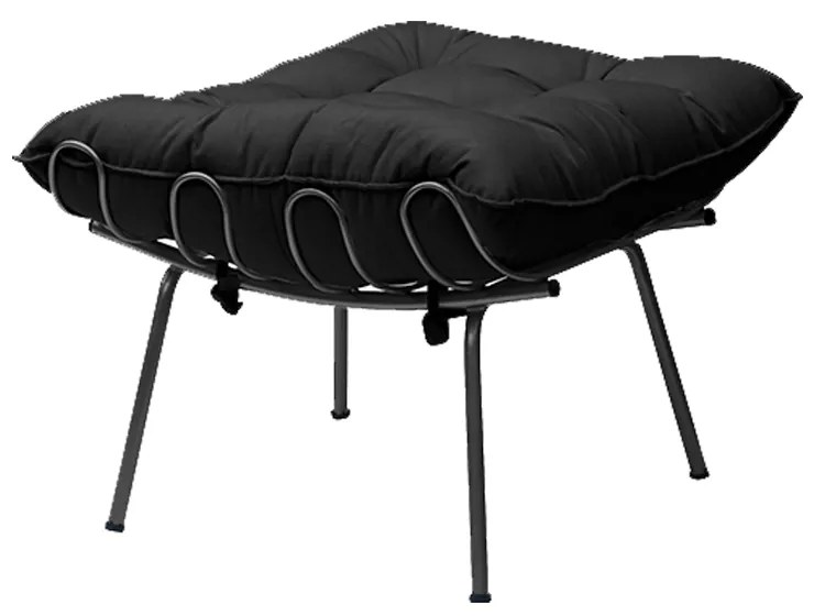 Puff Decorativo Sala de Estar Abel Pés Preto Veludo Preto G41 - Gran Belo