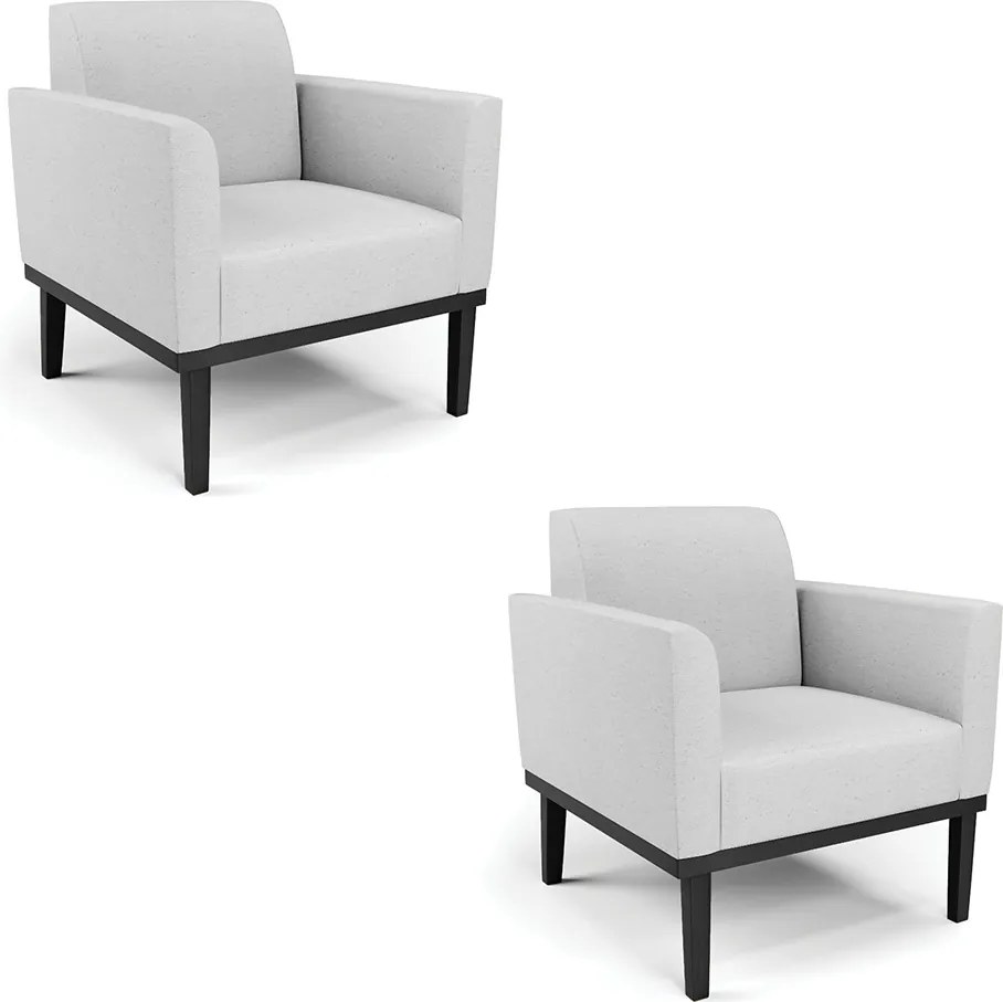 Kit 2 Poltronas Decorativas Isabella Pés Fixo em Madeira Preto Linho Cinza G19 - Gran Belo