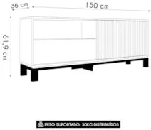 Rack Bancada Para TV 55 Pol 150cm Lucca Off White/Freijó C01 - Mpozena