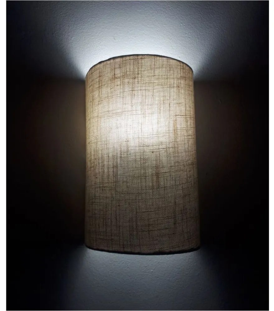 Arandela Meia Cana Md-2031 Cúpula em Tecido 30/18x16cm Rustico Bege - Bivolt