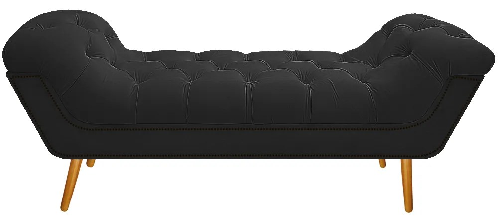 Calçadeira Estofada Veneza 160 cm Queen Size Suede Preto - ADJ Decor