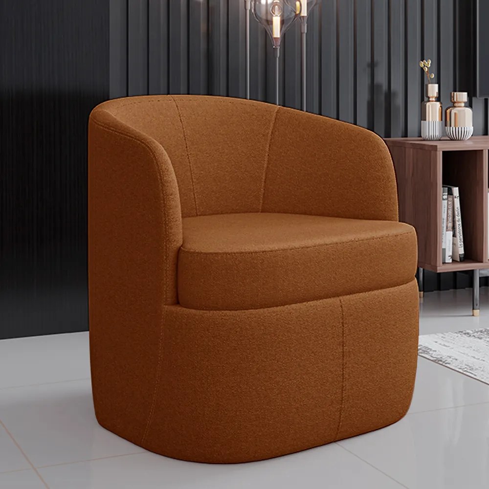 Kit 2 Poltronas Decorativas Design Moderno Bel Sala de Estar Base Giratória Bouclê Terracota G33 - Gran Belo