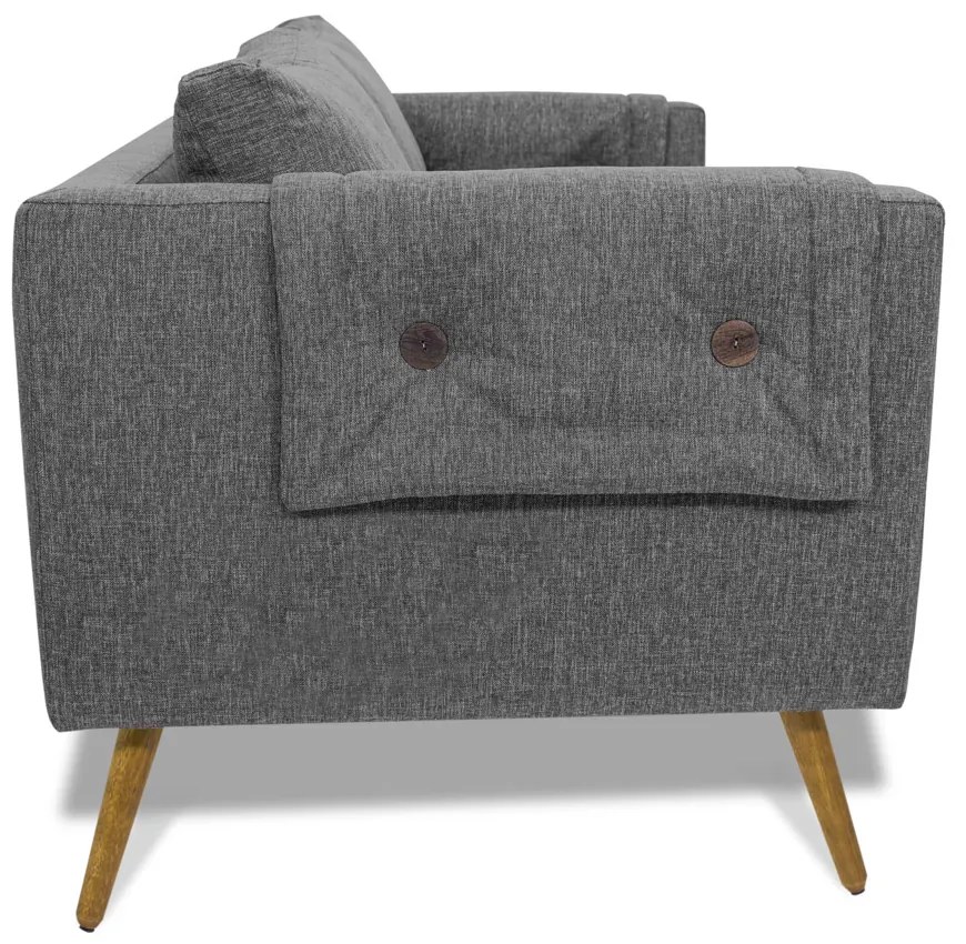 Poltrona Namoradeira Paris D07 2 Lugares Linho Mescla Chumbo - D'Rossi