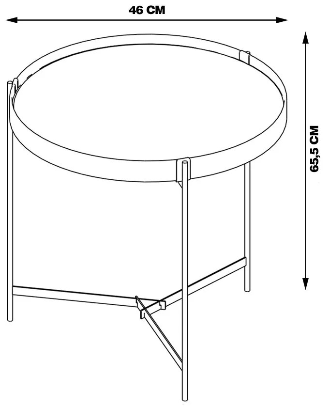 Mesa Lateral Nezuko 66cm com Espelho Base Cobre G29 - Gran Belo