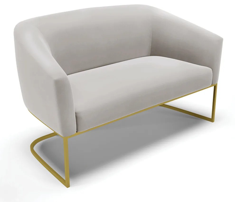 Namoradeira e 2 Poltronas Industrial Dourado Stella Veludo D03 - D'Rossi - Cinza