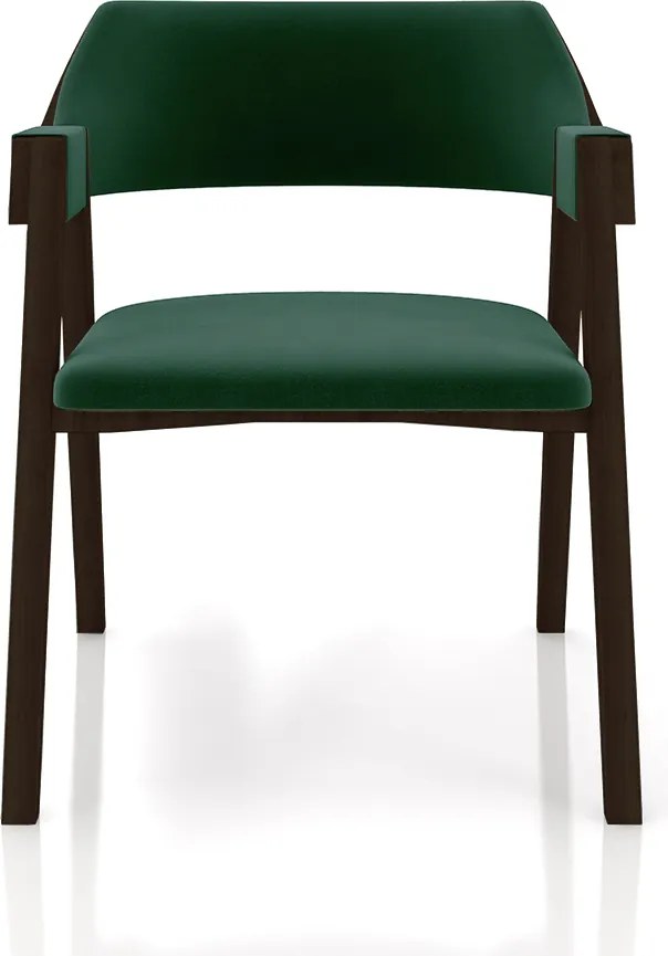 Cadeira Sala de Jantar e Jogos Carteados Madeira Maciça Poker Veludo Verde/Capuccino G42 - Gran Belo
