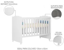 Berço Com Rodízios Amour Z49 Branco - Mpozenato