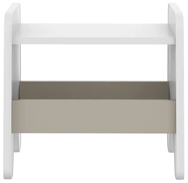 Banquinho Infantil Arredondado Porta Objetos - Branco/fumê
