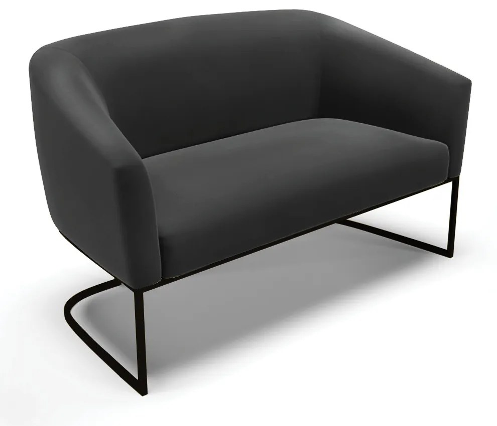 Sofá Namoradeira e Poltrona Base Industrial Preto Stella Suede D03 - D'Rossi - Preto