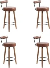 Banqueta Alta Estofada Pés Palito Kit 4 Tília Sintético Café S08 - Mpo