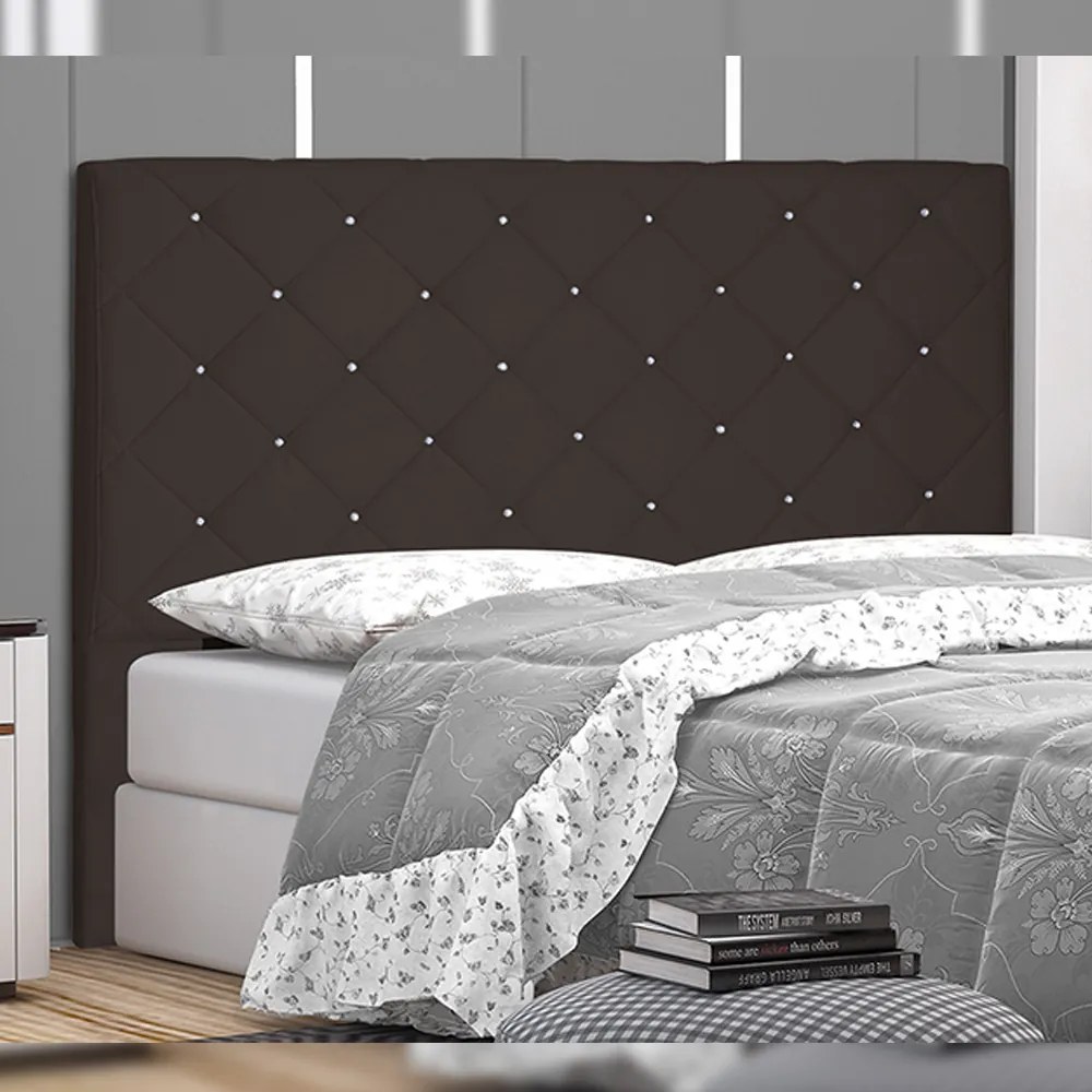 Cabeceira Decorativa Casal 1,40M Tàzio Suede Café G63 - Gran Belo