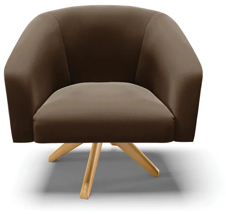 Poltrona Decorativa Giratória MA30 Kit 2 Stella Suede Marrom D03 - D'Rossi