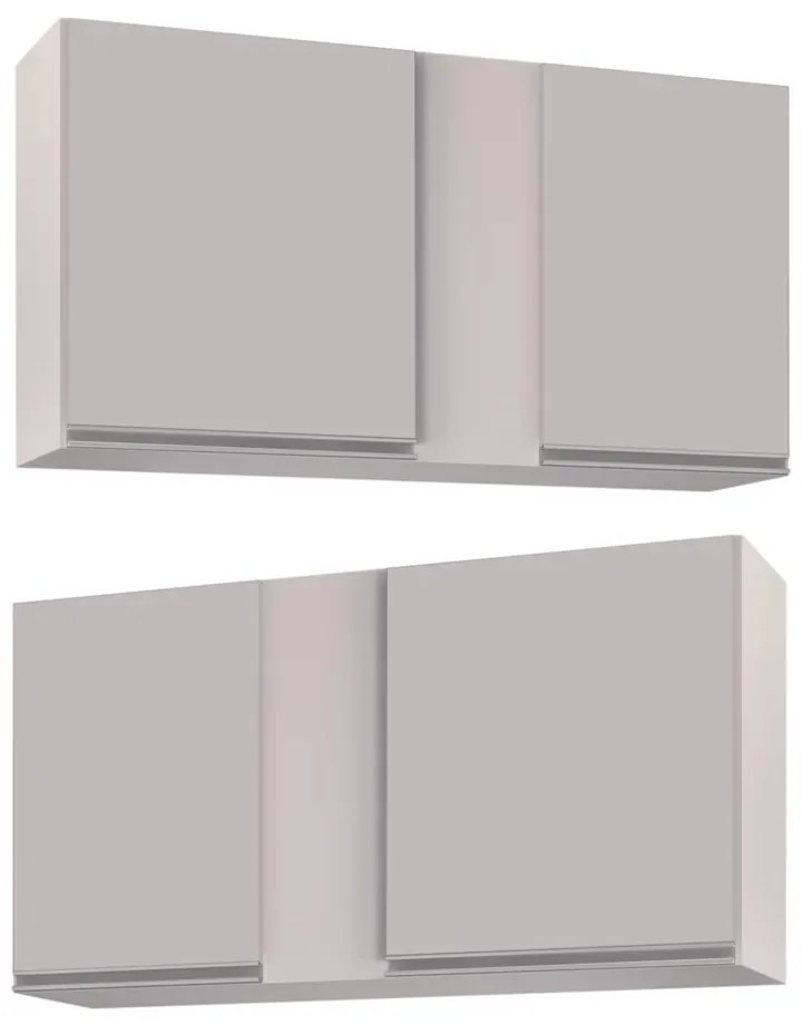 Kit 02 Armários Aéreo de Cozinha Lavanderia 02 Portas Agata 100 cm - D'Rossi - Branco