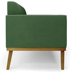 Sofá Namoradeira e 2 Poltronas Base Madeira Castanho Maressa Suede Ver