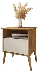 Mesa de Cabeceira Kit 2 45cm 1 Gaveta Caribe B02 Naturalle/Off White -