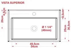 Cuba Pia Semi Encaixe para Banheiro Retangular 54cm XRT C08 Branco - M