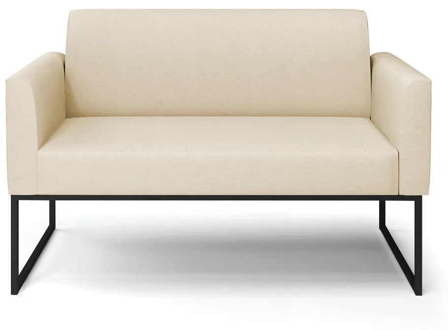 Sofá Namoradeira Base Industrial Preto Marisa Linho - A32 Palha