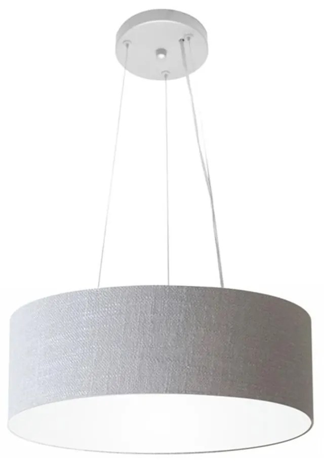 Lustre Pendente Cilíndrico Md-4181 Cúpula em Tecido 40x15cm Rustico Cinza - Bivolt