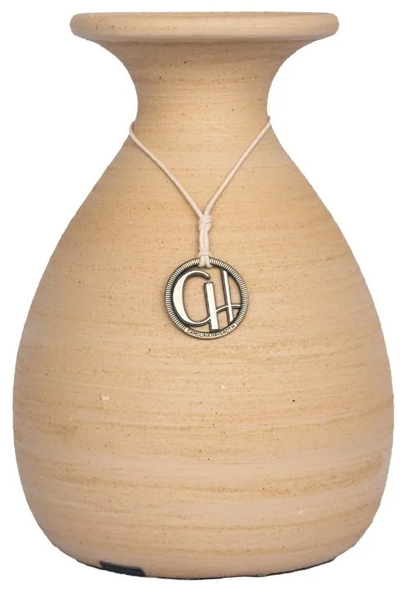 Vaso Bojudo com aba decorativo em Cerâmica - Areia Natural Fosco