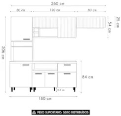 Cozinha Compacta Ema Freijó UV/Off Acetinado/Ripado Frisado Z44 - Mpoz