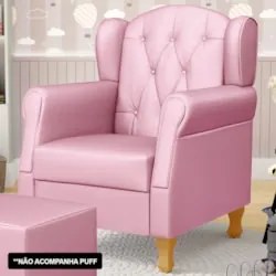 Kit 02 Poltronas de Amamentação Pés Madeira Lucy Z39 Sintético Rosa -