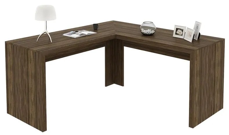 Mesa De Escritório Escrivaninha De Canto Home Office Nogal