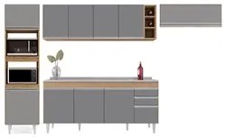 Armário de Cozinha Modulada 5 Peças CP18 Balcão com Pia Inox Castanho/