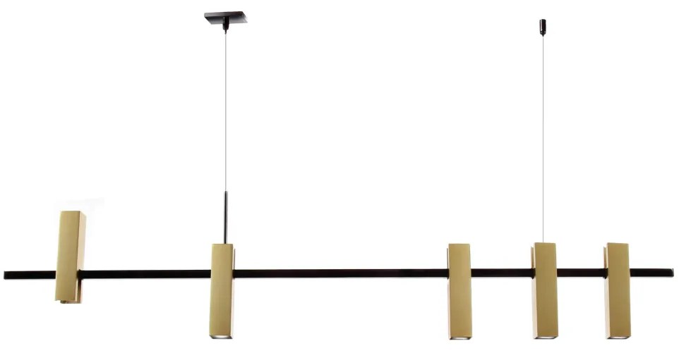Pendente Square Retangular 120X04X38Cm Tubo Quadrado Fixo Assimetricos... (PRETO)
