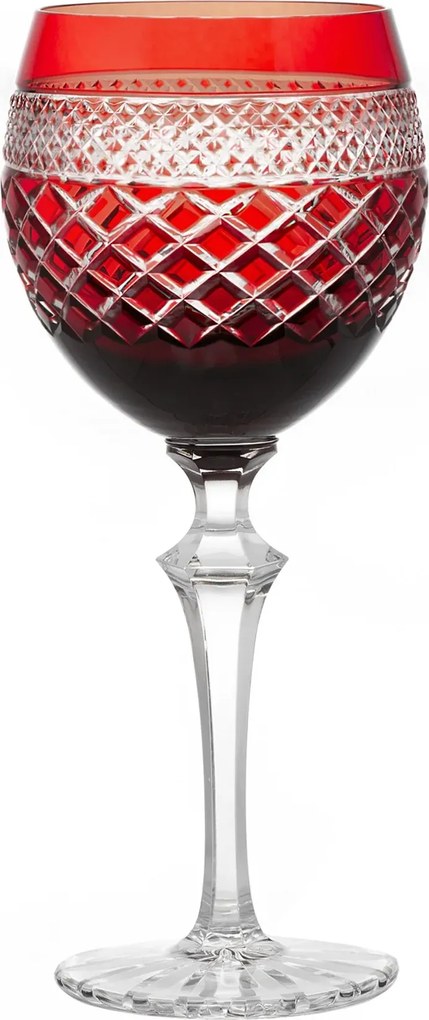 Taça de Cristal Lapidada P/ Água Chapelle - Vermelho Vermelho