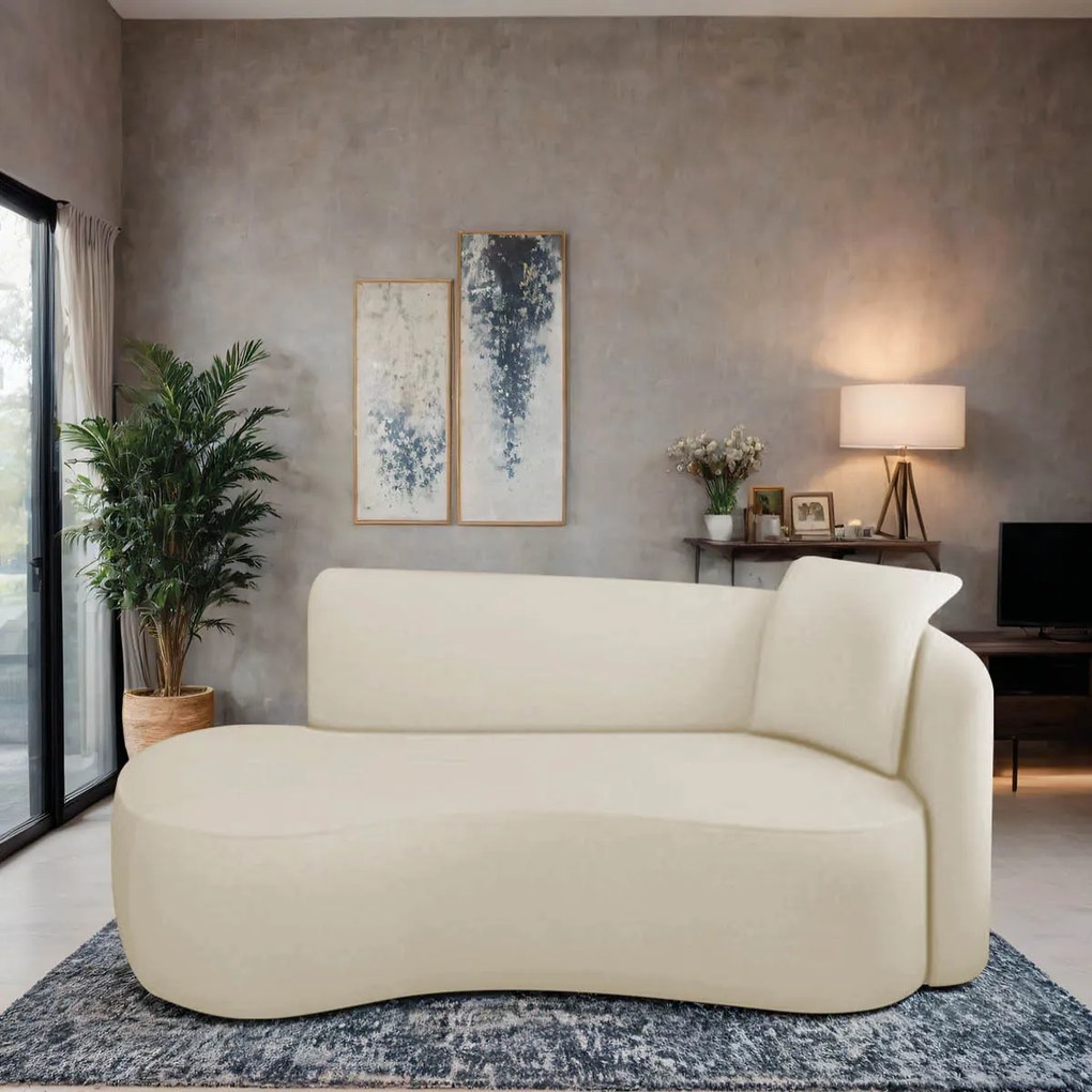 Divã Recamier Suíça Curvo Sala Recepção 150cm Lado Esquerdo Linho
